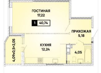 1-ком. квартира на продажу, 40.7 м2, Краснодар, микрорайон Губернский