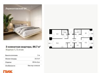 Продажа трехкомнатной квартиры, 86.7 м2, Санкт-Петербург, муниципальный округ Измайловское