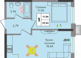 Продается однокомнатная квартира, 37.7 м2, Краснодарский край, улица имени Генерала Брусилова, 5лит1.2