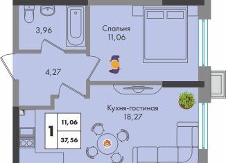 Продается 1-ком. квартира, 37.6 м2, Краснодар, улица имени Генерала Брусилова, 5лит1.2
