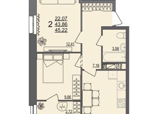 Продается 2-ком. квартира, 45.2 м2, Волгоград, Тарифная улица, 15, Краснооктябрьский район