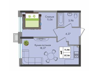 Продаю 1-комнатную квартиру, 37.6 м2, Краснодар, улица имени Генерала Брусилова, 5лит1.1