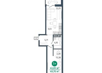 1-ком. квартира на продажу, 43.9 м2, Тюмень, улица Тимофея Кармацкого, 17