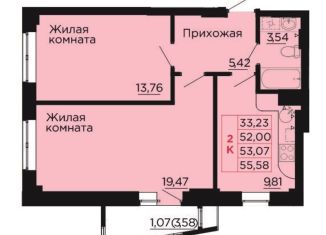 Двухкомнатная квартира на продажу, 53.1 м2, Ростовская область
