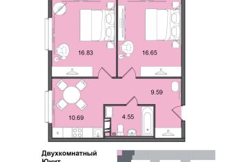 Продается двухкомнатная квартира, 58.3 м2, Санкт-Петербург, муниципальный округ Гагаринское, Витебский проспект, 99к1