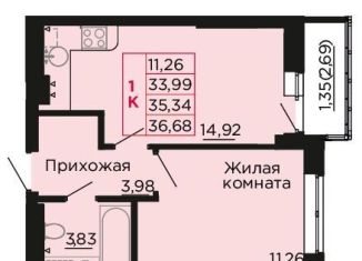 1-комнатная квартира на продажу, 35.3 м2, Аксай