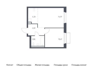 Продается 1-комнатная квартира, 38.3 м2, Москва, жилой комплекс Квартал Марьино, к2