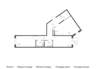 Продается двухкомнатная квартира, 72.2 м2, Ленинградская область, жилой комплекс Квартал Лаголово, 1