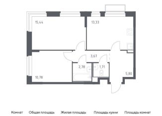 Продается двухкомнатная квартира, 53.5 м2, поселение Филимонковское, жилой комплекс Квартал Марьино, к2
