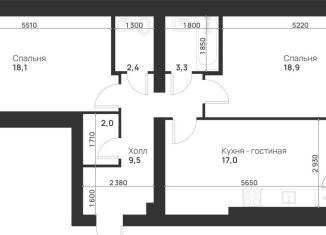 Продам 2-комнатную квартиру, 74.4 м2, деревня Нижняя Китаевка