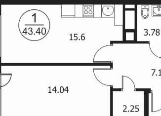 Продается однокомнатная квартира, 43.4 м2, деревня Сухарево, ЖК Катуар, улица Пацейко, 10