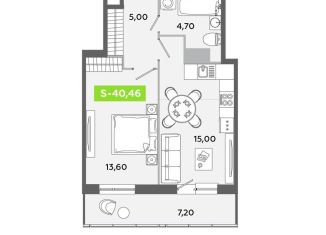 Продажа 1-комнатной квартиры, 40.5 м2, Ленинградская область