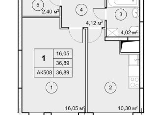 Продается 1-ком. квартира, 36.9 м2, рабочий посёлок Некрасовский