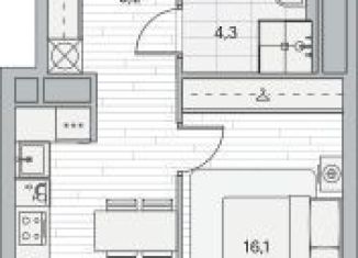 Однокомнатная квартира на продажу, 41.2 м2, Москва, Береговой проезд, 3, ЖК Береговой