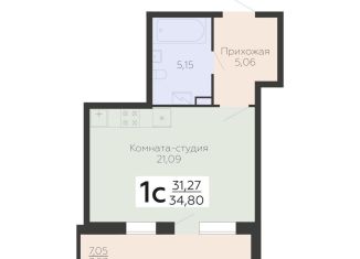 1-комнатная квартира на продажу, 34.8 м2, Воронеж, Центральный район