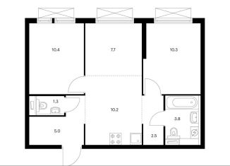 Продам трехкомнатную квартиру, 51.2 м2, Москва, ЖК Кольская 8