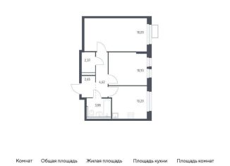 Продам 2-комнатную квартиру, 52.8 м2, Московская область, квартал Ивакино, к2