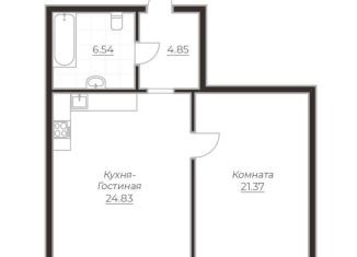 Продается 1-комнатная квартира, 58 м2, Санкт-Петербург, набережная Макарова, 58с1, ЖК Доклэндс