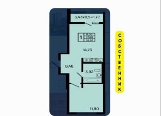 Продается 1-ком. квартира, 38.7 м2, село Небуг