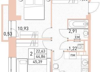 Продаю двухкомнатную квартиру, 45.4 м2, Балашиха, жилой комплекс Столичный, к22, ЖК Столичный