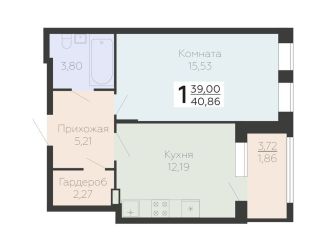 Продается однокомнатная квартира, 40.9 м2, Воронежская область