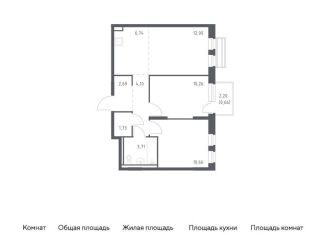 2-комнатная квартира на продажу, 52.6 м2, село Лайково, жилой комплекс Рублёвский Квартал, 59