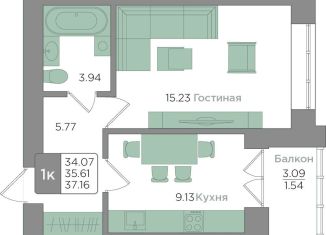 1-ком. квартира на продажу, 35.6 м2, Калининград, ЖК Новый Город, Новгородская улица, 3Ак5