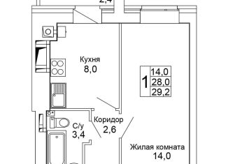 Продаю 1-комнатную квартиру, 29.2 м2, Волгоград, ЖК Колизей