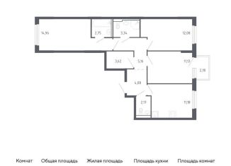 Продажа 3-комнатной квартиры, 71.1 м2, Тюменская область, жилой комплекс Чаркова 72, 1.3