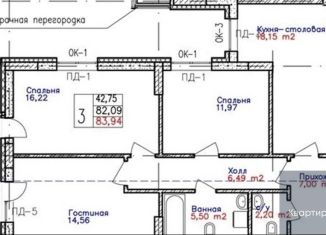 Продажа 3-комнатной квартиры, 83.9 м2, Воронеж, ЖК Современник, улица 9 Января, 68Л