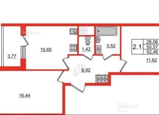 Продам двухкомнатную квартиру, 52.5 м2, Санкт-Петербург, проспект Ветеранов, 198, муниципальный округ Сосновая Поляна