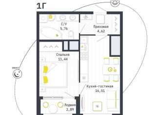 Продается 1-ком. квартира, 39.8 м2, Рязанская область, Шереметьевская улица, 14