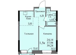 1-комнатная квартира на продажу, 38 м2, Ижевск, улица Ключевой Посёлок, 23литА