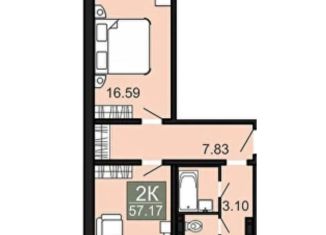 2-комнатная квартира на продажу, 57.2 м2, Забайкальский край