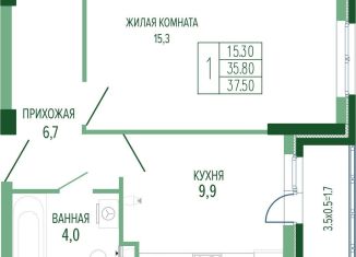 Продается однокомнатная квартира, 37.5 м2, Краснодарский край