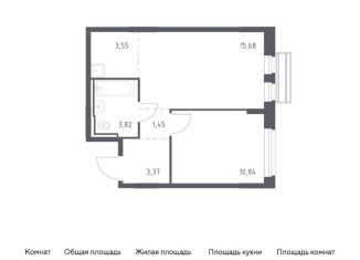 1-комнатная квартира на продажу, 38.7 м2, село Лайково, жилой комплекс Рублёвский Квартал, 59