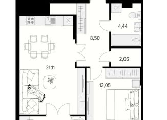 Продажа 1-комнатной квартиры, 52.2 м2, Рязань, 1-й Осенний переулок, 15, Железнодорожный район