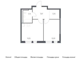 Продаю 1-комнатную квартиру, 41.8 м2, деревня Новосаратовка