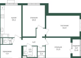 Продам 3-комнатную квартиру, 79 м2, Москва, ЖК Зелёная Вертикаль