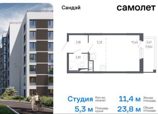 Продаю квартиру студию, 23.8 м2, Санкт-Петербург, метро Проспект Ветеранов, жилой комплекс Сандэй, 7.2