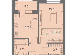 1-ком. квартира на продажу, 38.6 м2, Пермь, Трамвайная улица, 27