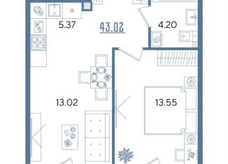 Продам однокомнатную квартиру, 43 м2, Казань, Авиастроительный район