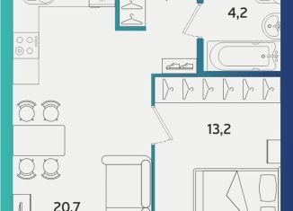 1-ком. квартира на продажу, 41.7 м2, Альметьевск