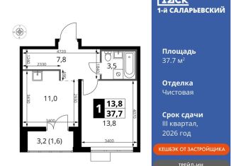 Продажа 1-ком. квартиры, 37.7 м2, Наро-Фоминский городской округ, Киевское шоссе, с1