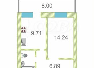 Продаю 1-ком. квартиру, 35.3 м2, Тюмень, Калининский округ, улица Самарцева, 177