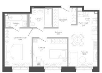 Продажа 2-ком. квартиры, 63.8 м2, Москва