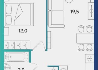 Продается однокомнатная квартира, 39.6 м2, Альметьевск