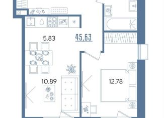 Продается 1-ком. квартира, 45.6 м2, Казань