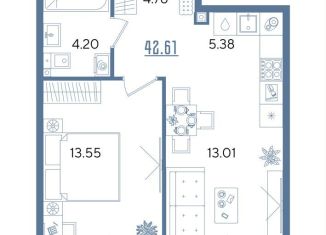 Продается 1-ком. квартира, 42.6 м2, Казань, Авиастроительный район