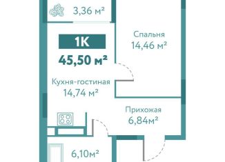 Продам 1-ком. квартиру, 45.5 м2, Тюмень, улица Павла Никольского, 4